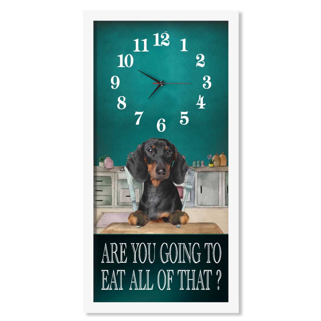 Dachshund Kitchen Themed Wall Clock with funny quote