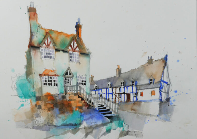 Tombow brush pens for tone and shade — urban sketching by Mike Mills