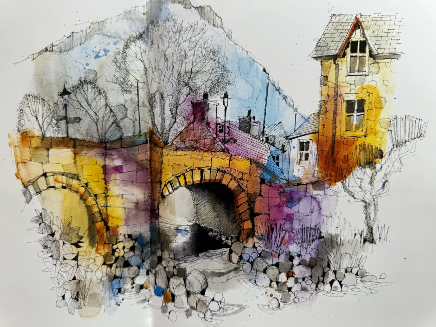 Beddgelert Bridge painting, Stage 4: Detail