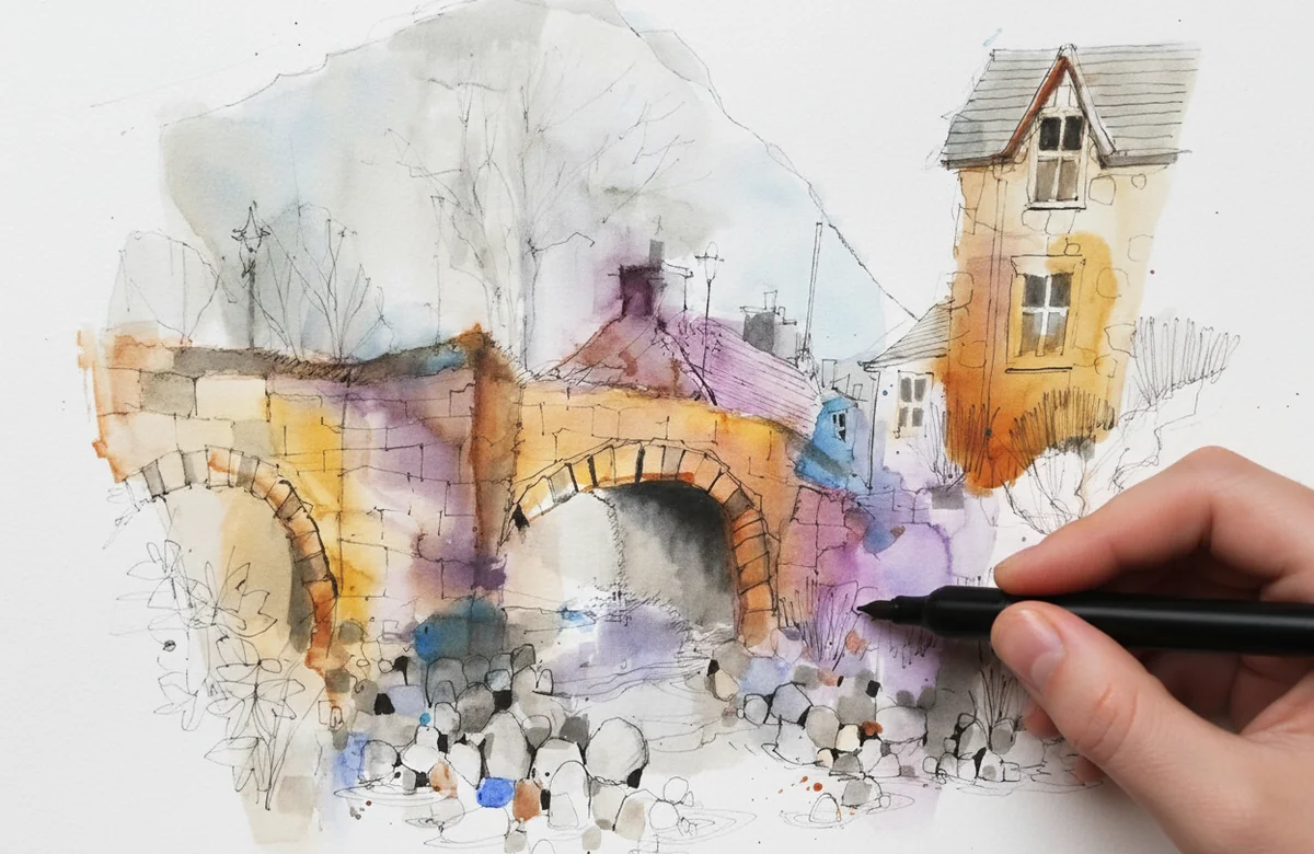 Beddgelert Bridge painting, Stage 3: Tone & Shade